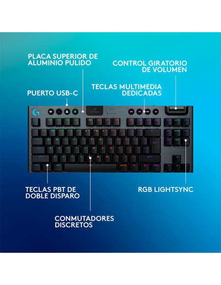 TECLADO GAMER LOGITECH G915 X LIGHTSPEED TKL ( 920-012715 ) WIRELESS | BLACK | GL TACTILE | LED-RGB
