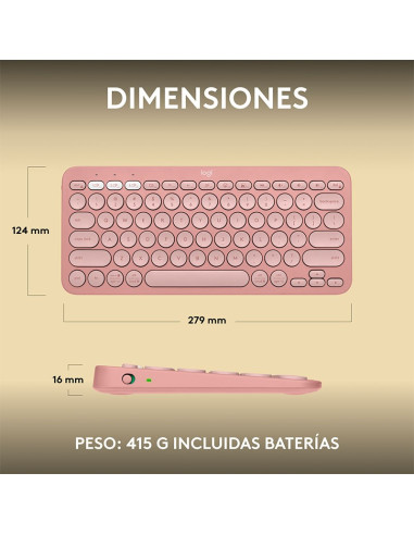 TECLADO LOGITECH PEBBLE KEYS 2 ROSE K380S (...