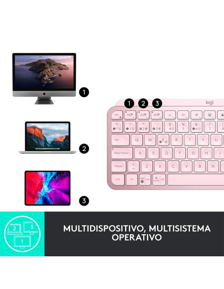 TECLADO LOGITECH MX KEYS MINI MULTI-DEVICE BT ROSE 920-010478