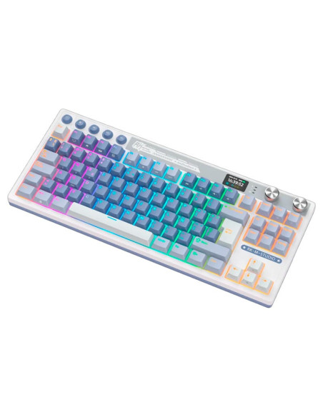TECLADO GAMER ROYAL KLUDGE ( RK M87 TKL ) OCEAN BLUE | TRI-MODES WIRELESS-BT-USB | CREAM SWITCH | LED-RGB