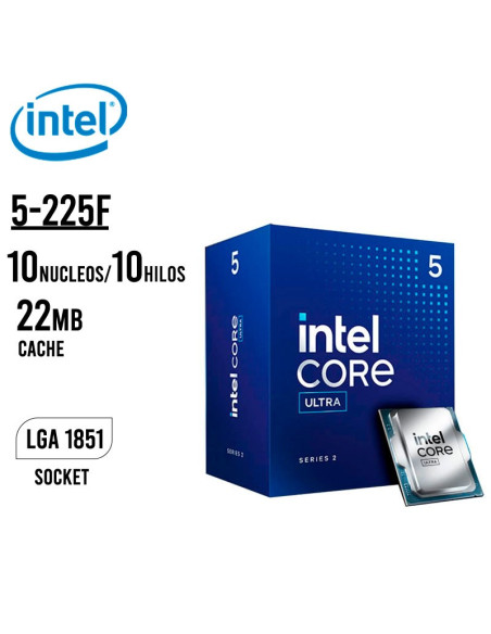 PROCESADOR INTEL CORE ULTRA 5-225F ( BX80768225F ) 20MB - 3.3 - 4.9GHZ | LGA 1851