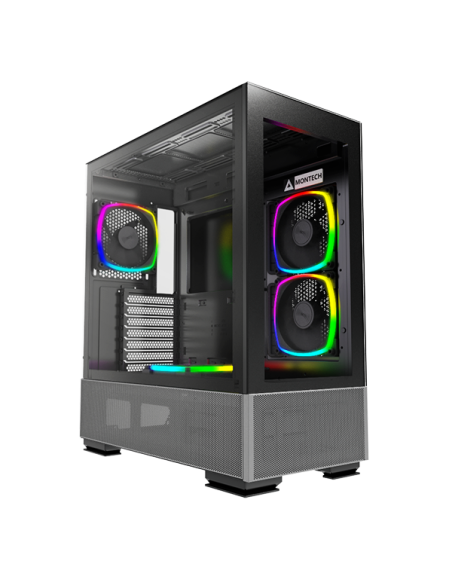 CASE MONTECH SKY TWO BLACK ( SKY TWO-B ) S/ FUENTE | VIDRIO TEMPLADO | LED-ARGB