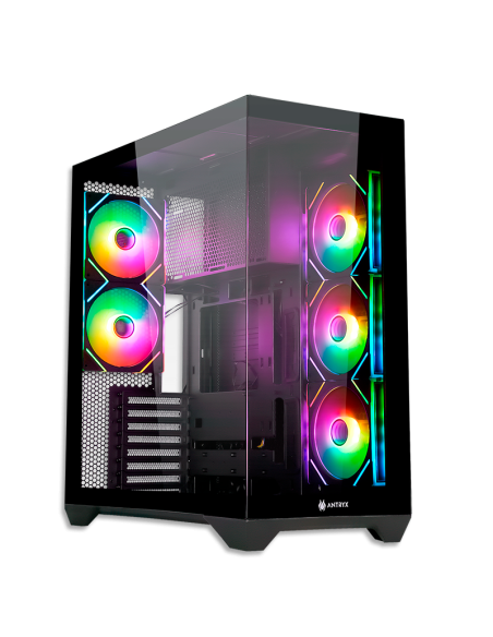 CASE ANTRYX FX 970 PRO BLACK ( AC-FX970KP ) S/FUENTE | PANEL VIDRIO | 5 LED-ARGB