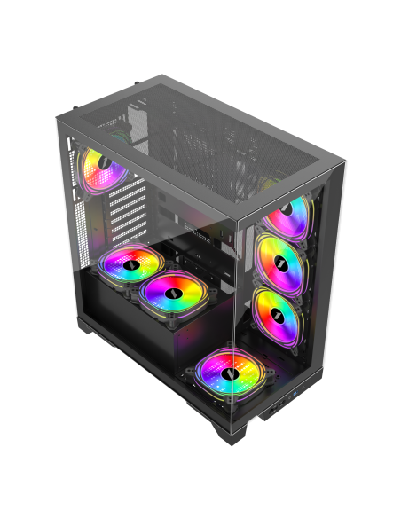 CASE 1ST PLAYER MI8 BLACK ( 1S-CA1ST-MI8 ) SIN FUENTE | VIDRIO TEMPLADO | LED-RGB