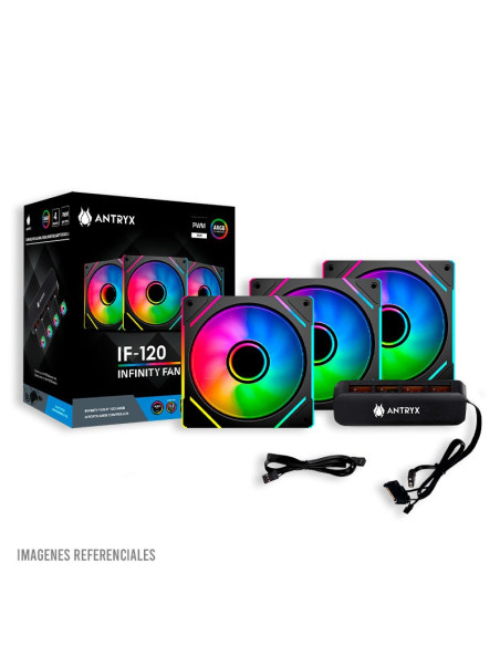COOLER CASE ANTRYX INFINITY FAN IF-120 BLACK 120MM ARGB PACK 3 EN 1 ( AAK-IF120KX3C )