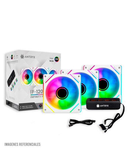 COOLER CASE ANTRYX INFINITY FAN IF-120 WHITE 120MM ARGB PACK 3 EN 1 ( AAK-IF120WX3C )